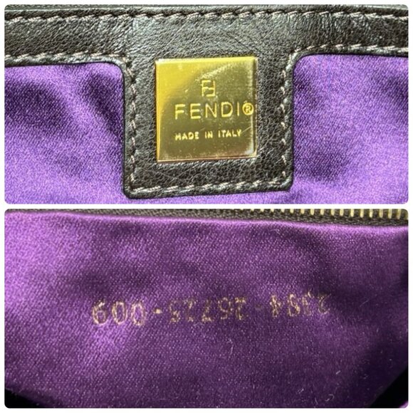 FENDI Vintage FF Logo Shoulder Bag Crossbody Brown Gold Suede Leather [106214] - Picture 14 of 14